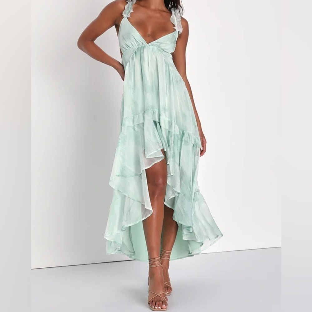 ISO Lulu’s Sage Green Chiffon Dress